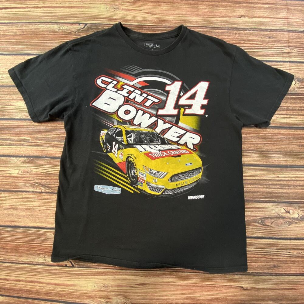 Clint Bower Racing Shirt Adult Large Black Graphic Double Sided Haas Mens